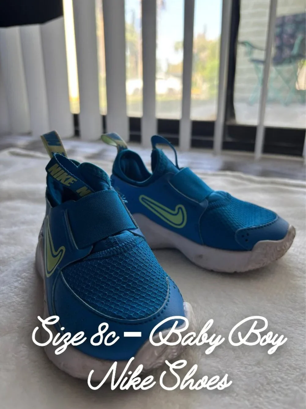Nike Flex Runner Baby Boy Shoes | Size 8C Toddler | Blue Athletic Sneakers